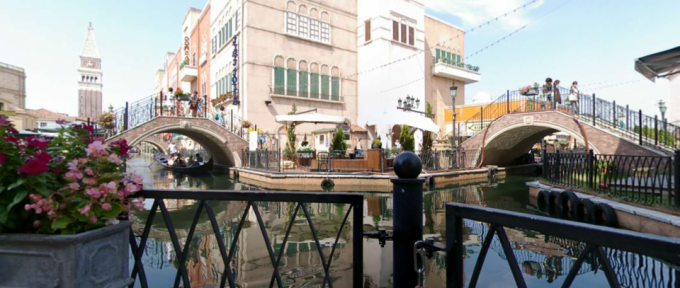 名古屋港イタリア村　ゴンドラが行き交う運河のパノラマビューと天気・地図/愛知県名古屋市
