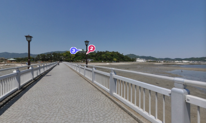 竹島橋中央のパノラマビューと天気・地図/愛知県蒲郡