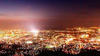 皿倉山展望台からの夜景パノラマビューと雨雲レーダー/福岡県北九州市