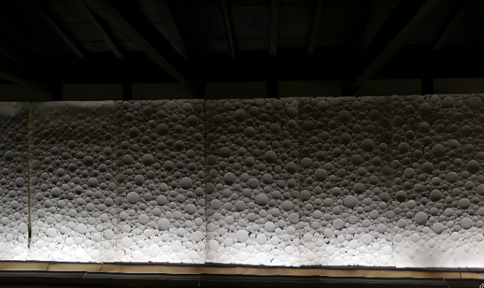 若菜家煉瓦蔵内のパノラマビューと雨雲レーダー/福島県喜多方市